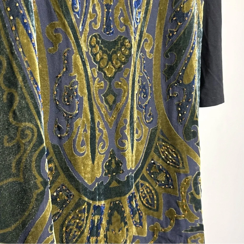 HALE BOB Velvet Burnout Long Sleeve  Silk Dress With Beads Size M - Picture 8 of 15